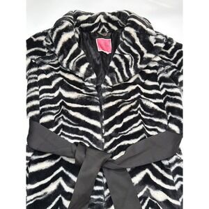 Kate Spade New York Zebra Faux Fur Belted Coat XS‎
